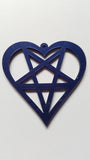 50mm acrylic heart pentagram pendant - dark blue