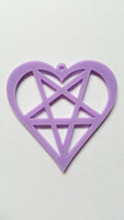 50mm acrylic heart pentagram pendant - lilac
