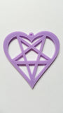 50mm acrylic heart pentagram pendant - lilac