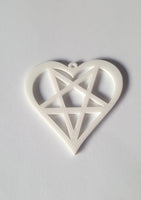 50mm acrylic heart pentagram pendant - white 