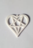 50mm acrylic heart pentagram pendant - white 