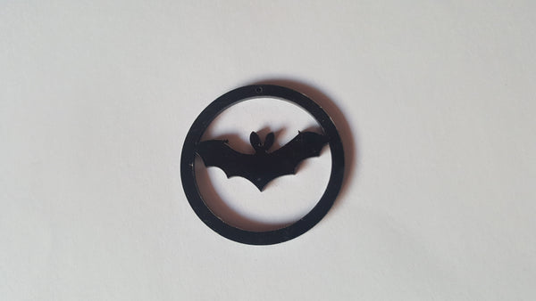 50mm acrylic round black bat pendant 