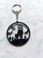 graveyard cat keyring 