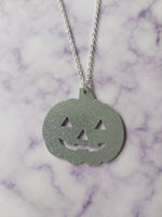 pumpkin necklace - silver (glitter)