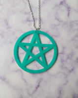 pentagram necklace - aqua