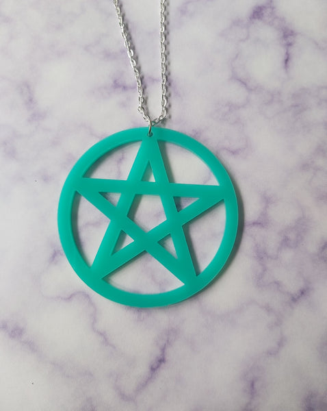 pentagram necklace - aqua