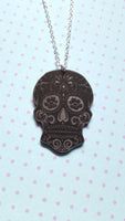 sugar skull necklace - black