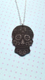sugar skull necklace - black