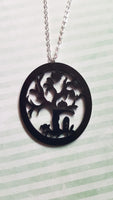 haunted tree cameo necklace - black