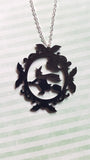flying witch cameo necklace - black
