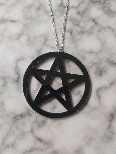pentagram necklace - black