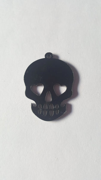50mm acrylic skull pendant - black 
