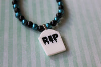 beaded gravestone bracelet - blue 