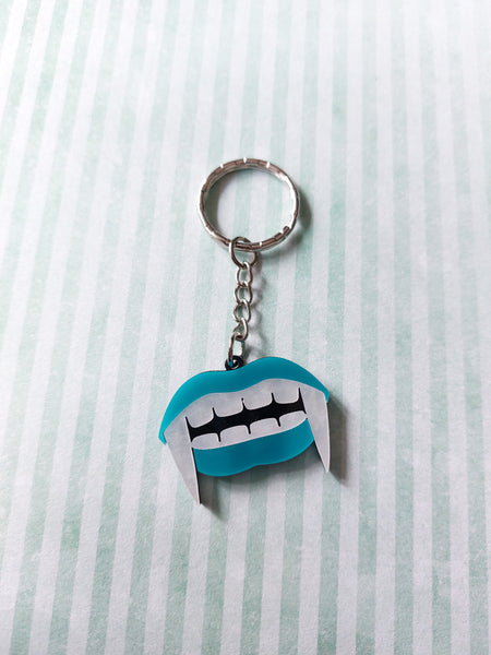 vampire fang keyring - blue 