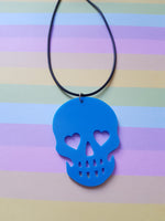 skull necklace - blue 