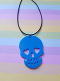 skull necklace - blue 