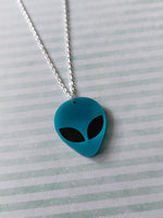 neon alien necklace - blue