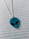 neon alien necklace - blue