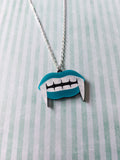 vampire fang necklace - blue 