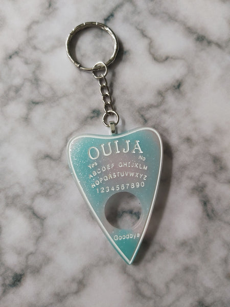 ouija planchette keyring - blue & pink