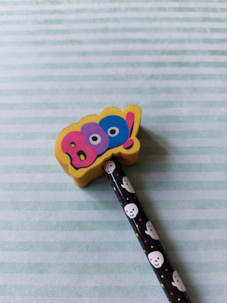 halloween eraser topped pencil - boo! 