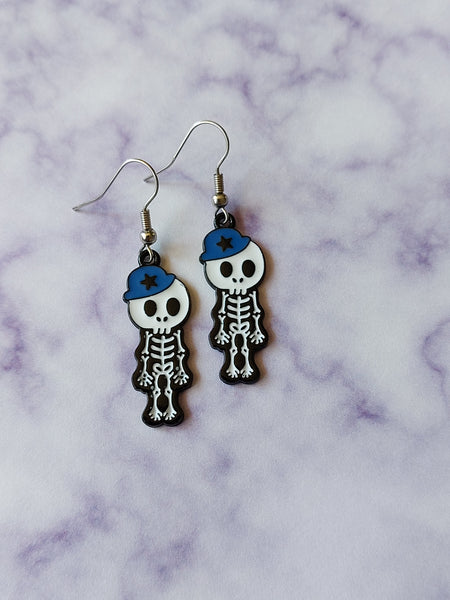 enamel skeleton earrings - boy 