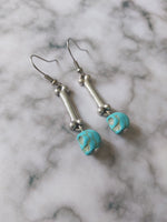 skull & bones earrings - bright blue