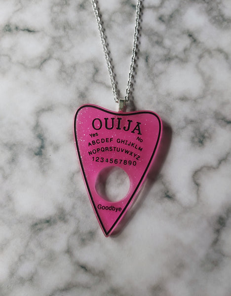 ouija planchette necklace - bright pink