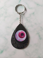 eyeball glitter faux leather drop keyring 