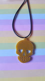 skull necklace - gold (glitter)