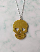 skull necklace - gold (glitter) 