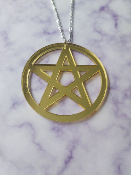 pentagram necklace - gold (mirrored)