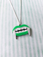 vampire fang necklace - green 