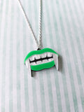 vampire fang necklace - green 