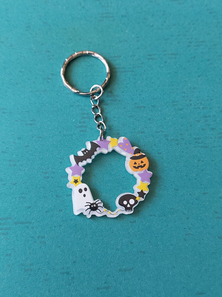 halloween wreath keyring 