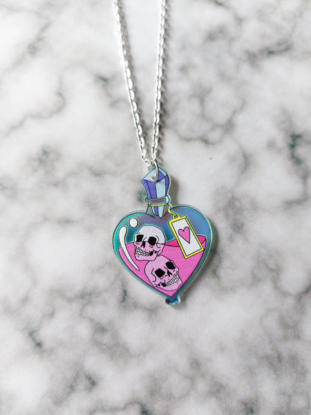 heart potion vial necklace 