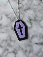 layered acrylic coffin necklace - lilac 