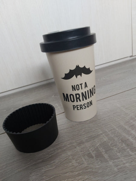 not a morning person bat bamboo travel mug