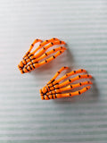 skeleton hand hair clips - orange