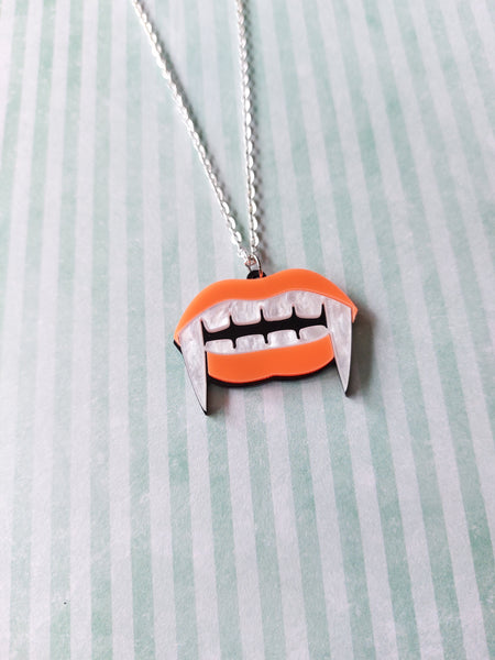vampire fang necklace - orange 