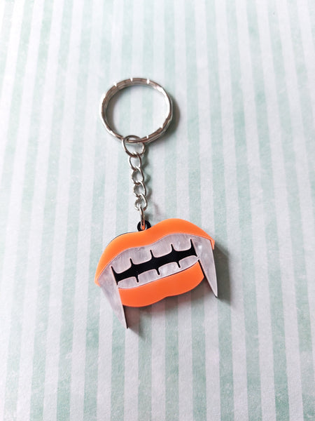 vampire fang keyring - orange 