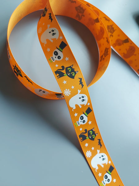 25mm cute halloween ribbon - orange
