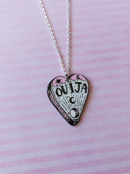 pink witchcraft necklace - ouija planchette 