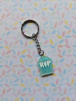 RIP gravestone keyring - pale blue (glitter) 