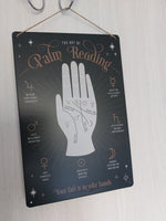 palm reading metal hanging wall sign