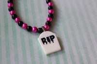 beaded gravestone bracelet - pink 