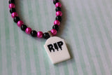 beaded gravestone bracelet - pink 