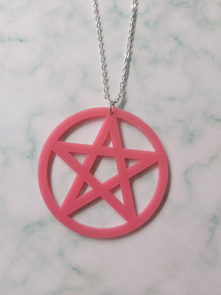 pentagram necklace - pink 