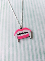 vampire fang necklace - pink 