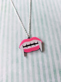 vampire fang necklace - pink 